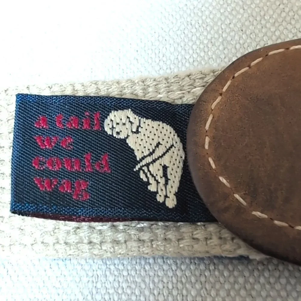 A Tail We Could Wag Cotton & Leather Artisan Men's Belt Italian Brass Buckle